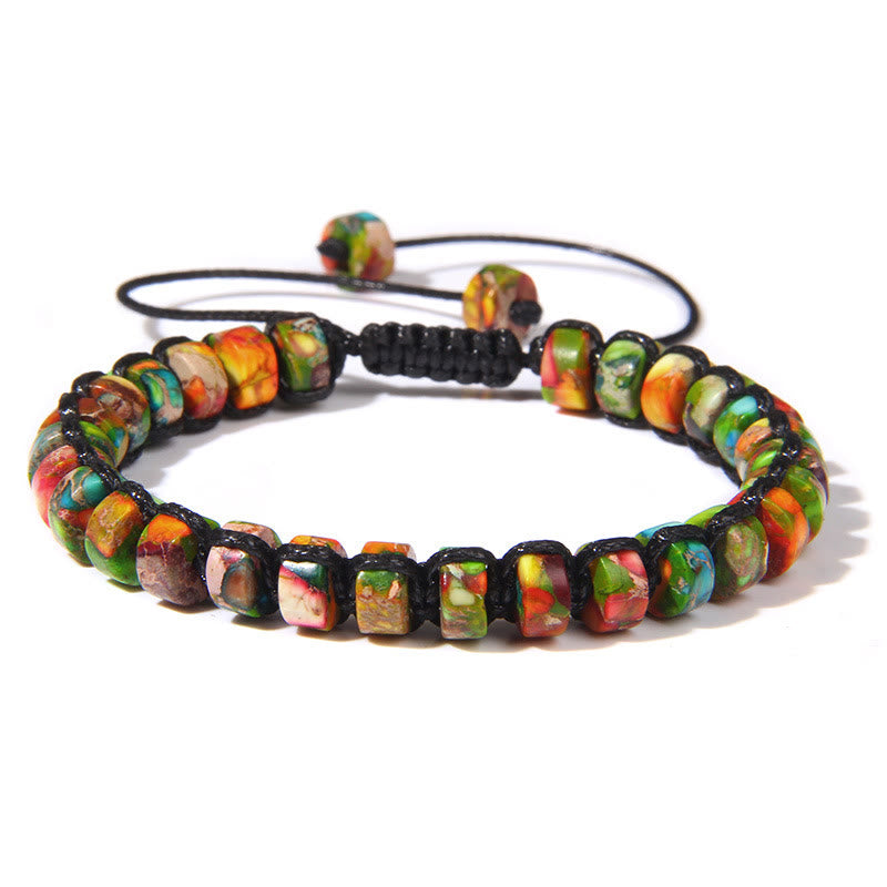 Bracelet tissé en perles de pierre naturelle Olivenorma