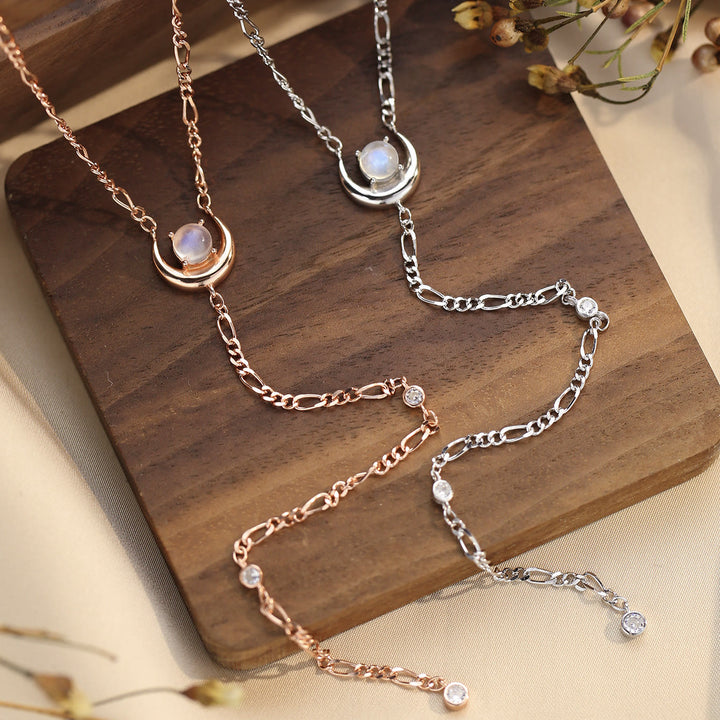 Collier pendentif longue chaîne en pierre de lune Olivenorma