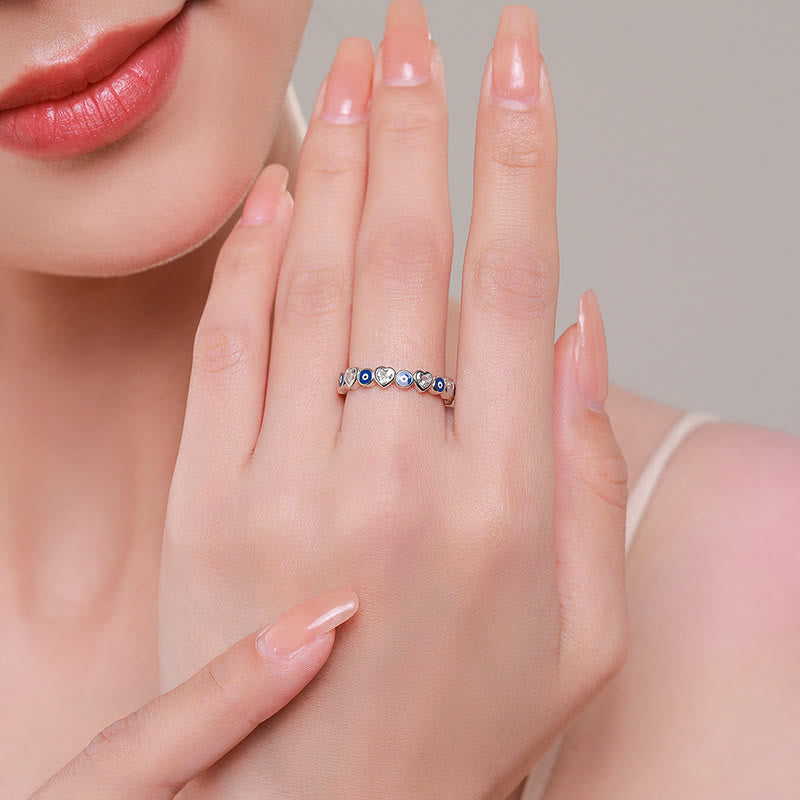 Bague Olivenorma en argent sterling S925 avec zircon blanc et cœur mauvais œil - image 1