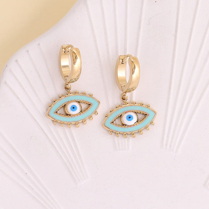Boucles d'oreilles en époxy couleur contre le mauvais œil Olivenorma
