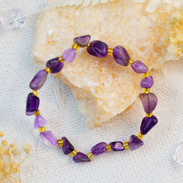 Bracelet artisanal en gravier de cristal irrégulier Olivenorma 