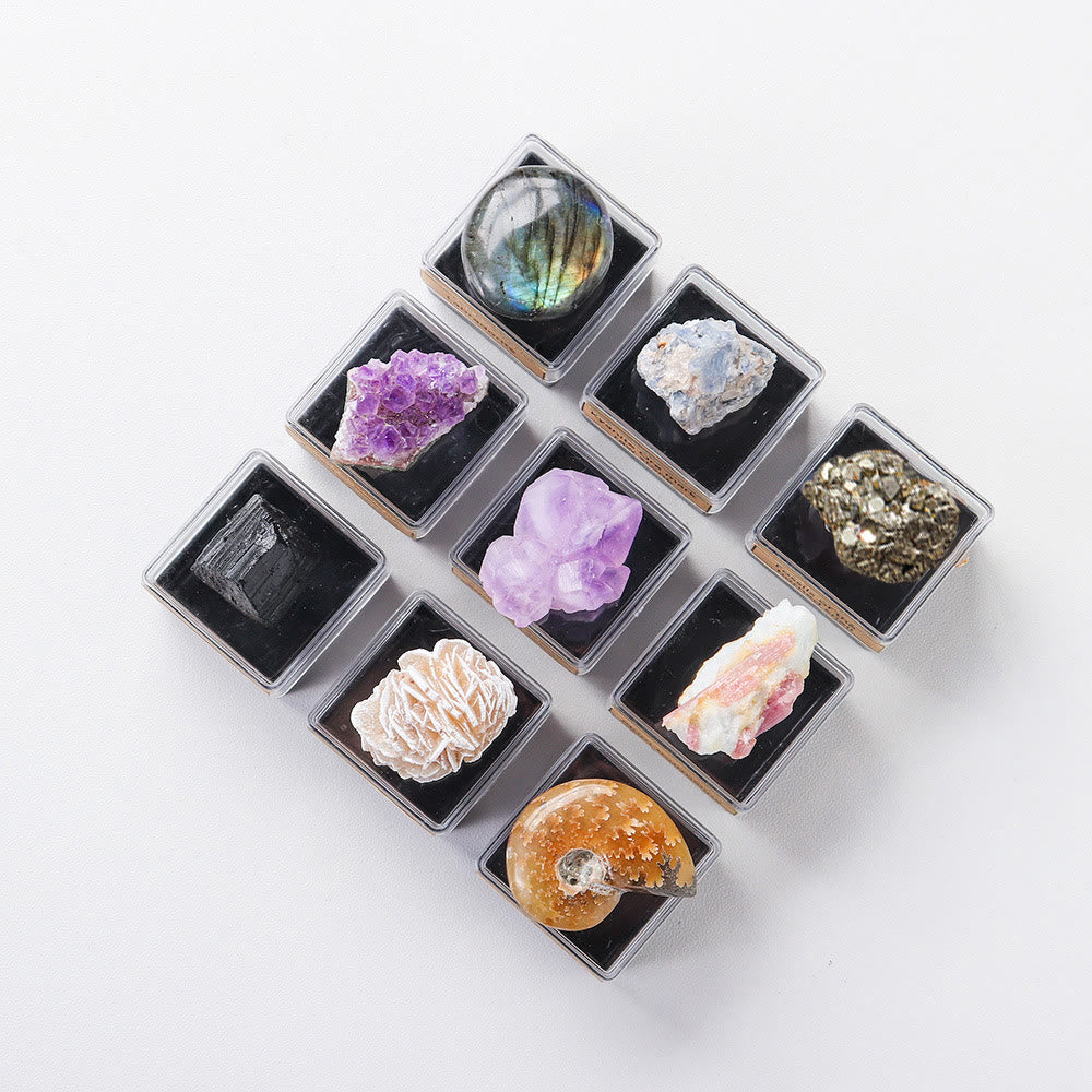 Coffret cadeau de 9 pièces en cristal naturel Olivenorma 