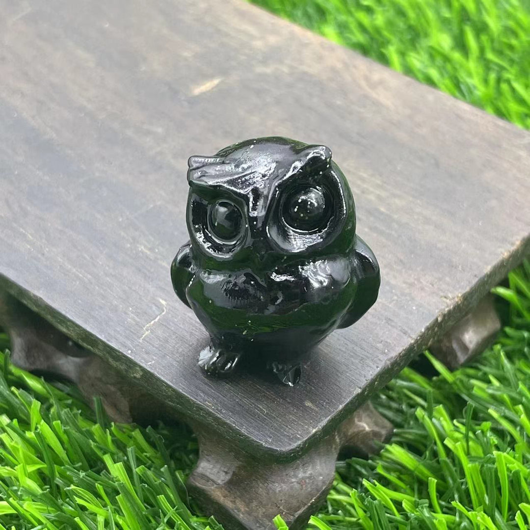 Ornement de hibou en cristal naturel Olivenorma de 3,5 cm, décoration en pierres précieuses