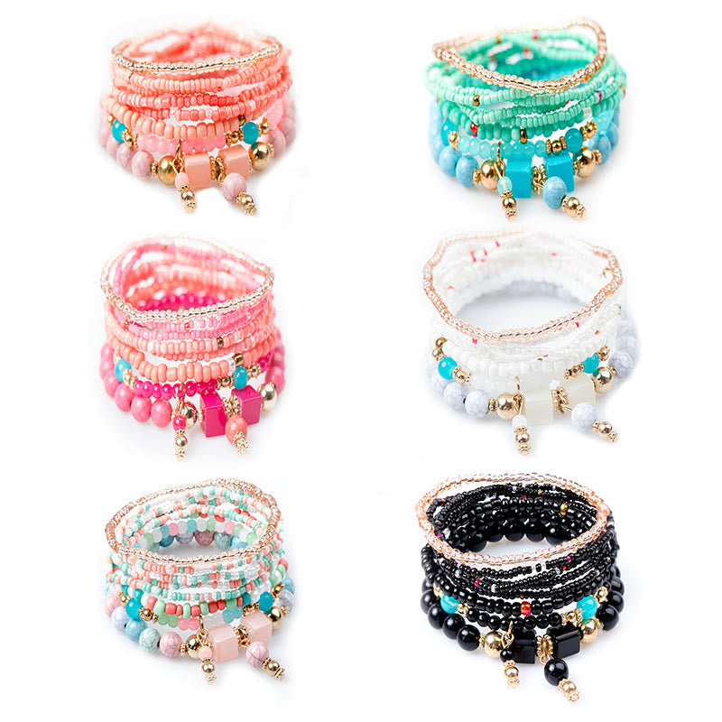 Ensemble de bracelets à perles superposées en pierre empereur Olivenorma