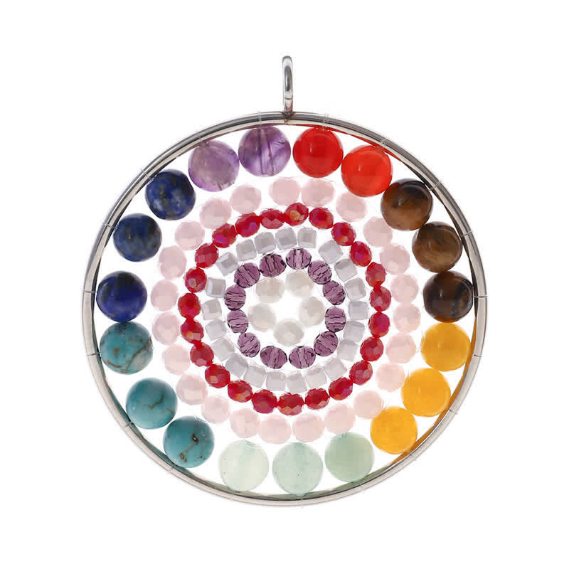 Collier avec pendentif rond en cristal et fleur de datura Olivenorma