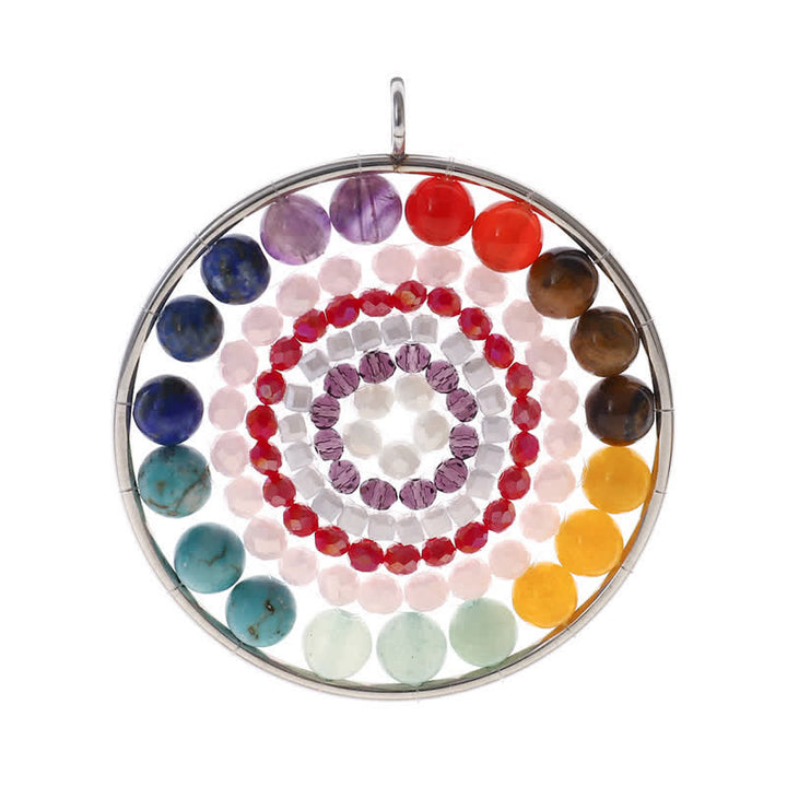 Collier avec pendentif rond en cristal et fleur de datura Olivenorma
