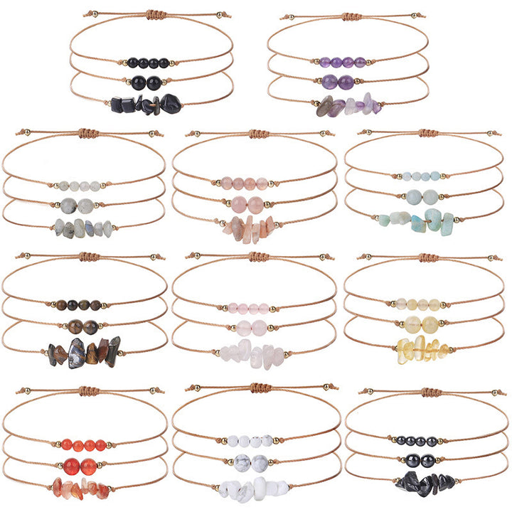 Ensemble de bracelets tressés en perles de gravier Olivenorma 