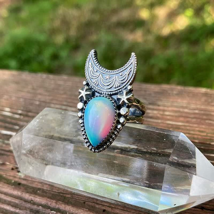 Collier vintage Olivenorma avec pierre de lune et goutte d'eau