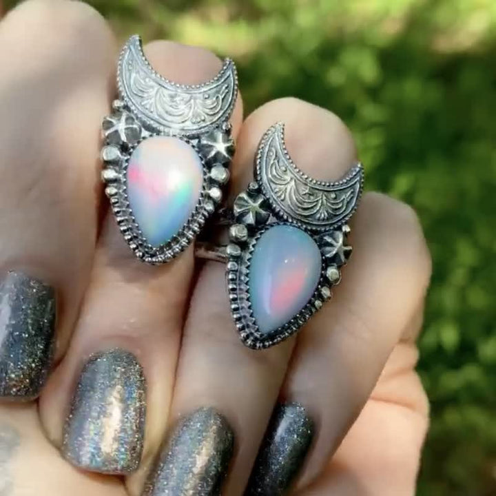 Collier vintage Olivenorma avec pierre de lune et goutte d'eau
