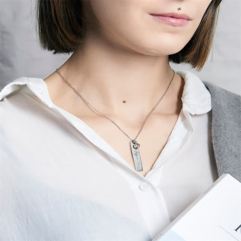 Collier de bijoux personnalisé avec fleur de naissance et pierre de naissance Olivenorma avec nom