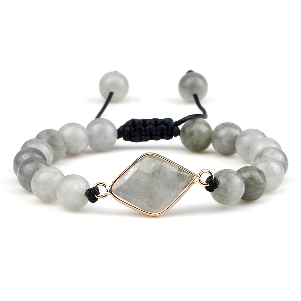 Bracelet en perles d'opalite avec pierre œil de chat Olivenorma