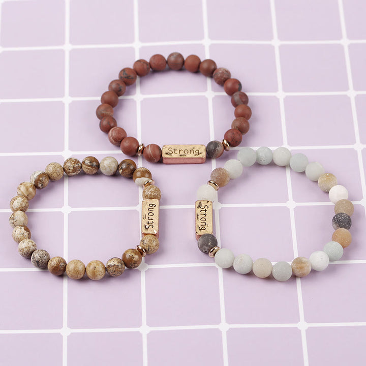 Bracelet gravé solide en pierres précieuses naturelles Olivenorma