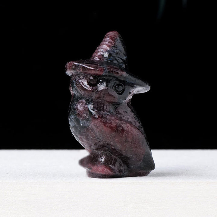 Décoration en pierre précieuse sculptée en cristal de hibou d'Halloween Olivenorma 
