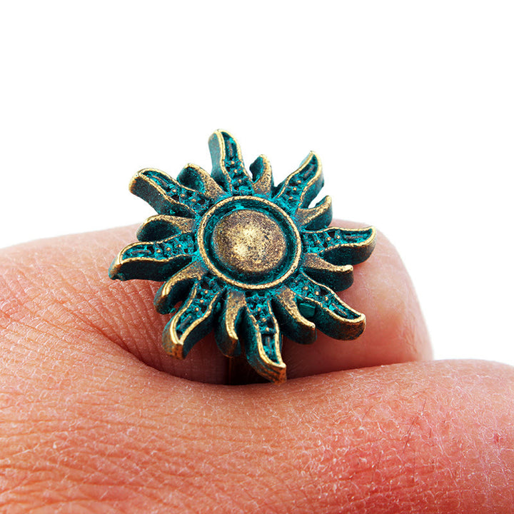 Bague soleil vert foncé en bronze exotique gothique Olivenorma