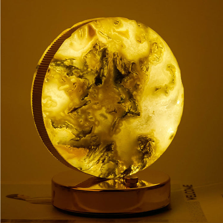 Lampe de table en pierre de cristal naturel Olivenorma, décoration en pierres précieuses 