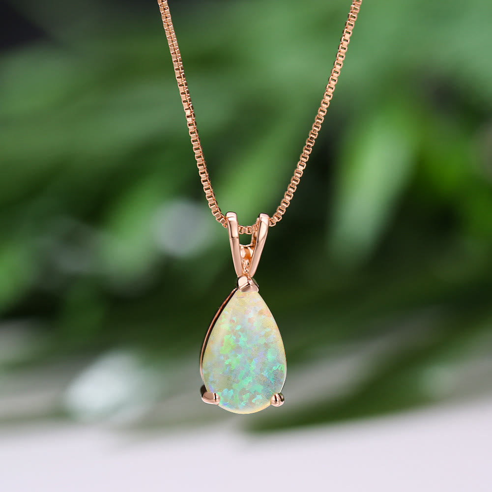 Collier simple avec pendentif en forme de goutte d'eau en opale synthétique Olivenorma
