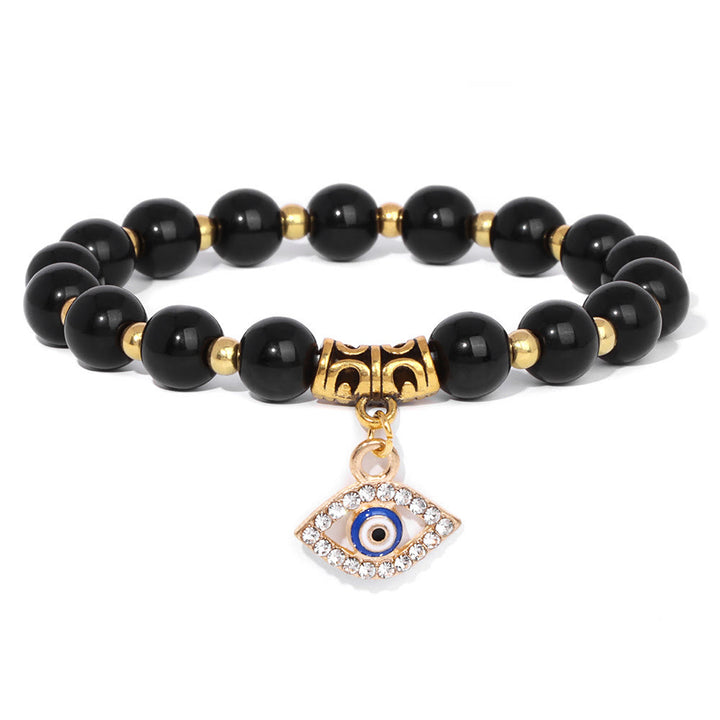 Bracelet pendentif mauvais œil en perles de pierre naturelle Olivenorma