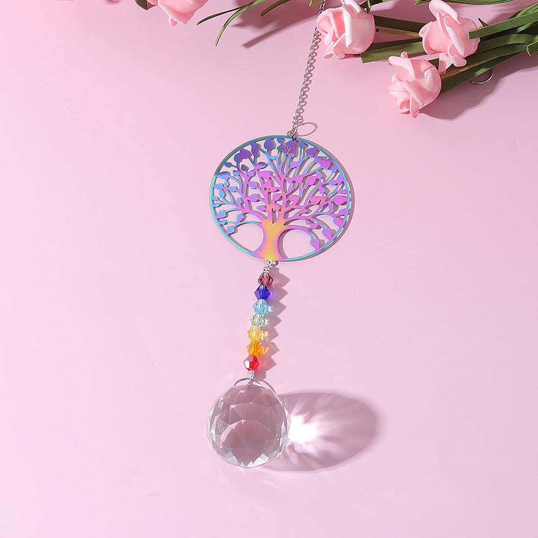 Carillon éolien à suspendre en cristal transparent avec perles chakra Olivenorma 