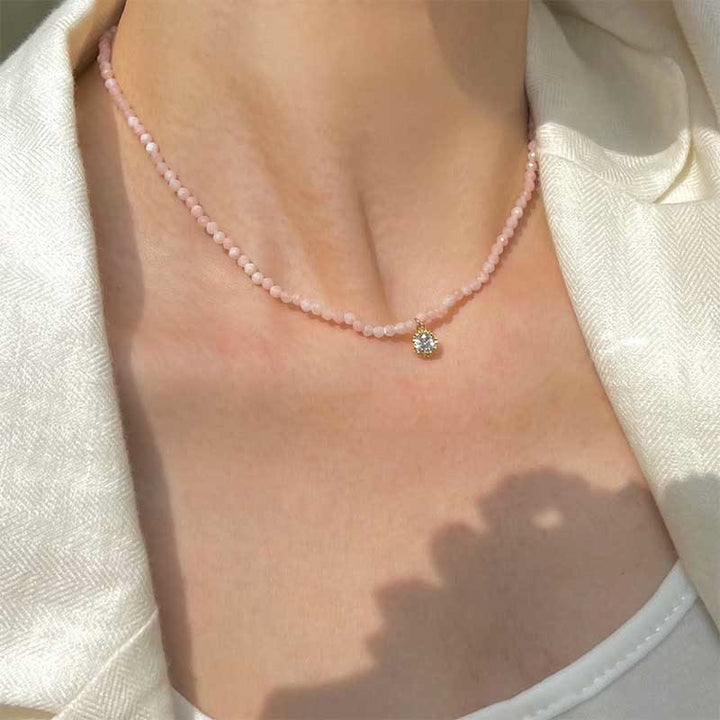 Collier avec pendentif en métal et cristal naturel Olivenorma