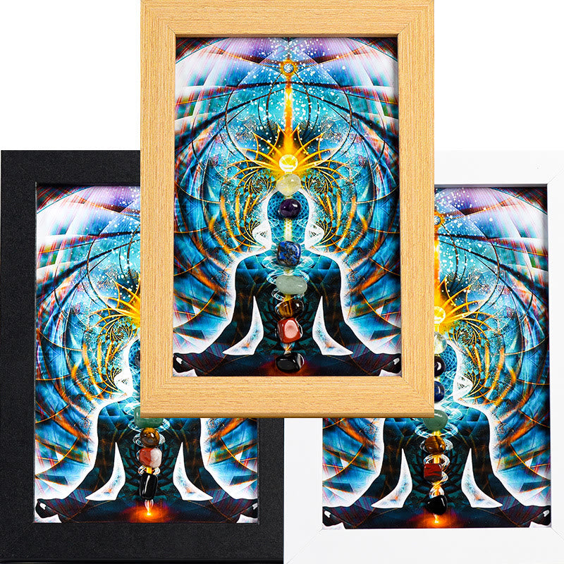 Cadre photo décoratif en pierre de chakra pour posture de méditation yoga Olivenorma