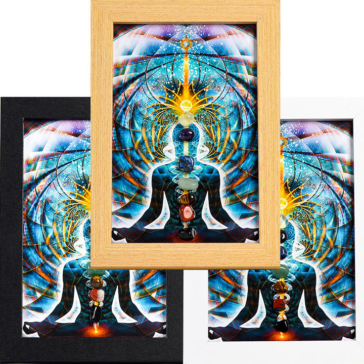 Cadre photo décoratif en pierre de chakra pour posture de méditation yoga Olivenorma