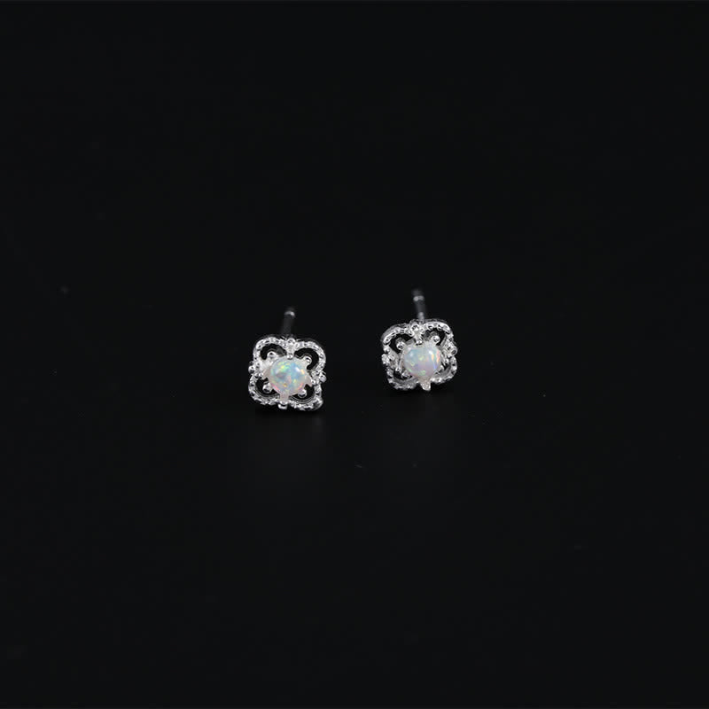 Boucles d'oreilles rhombiques délicates en opale vintage Olivenorma 