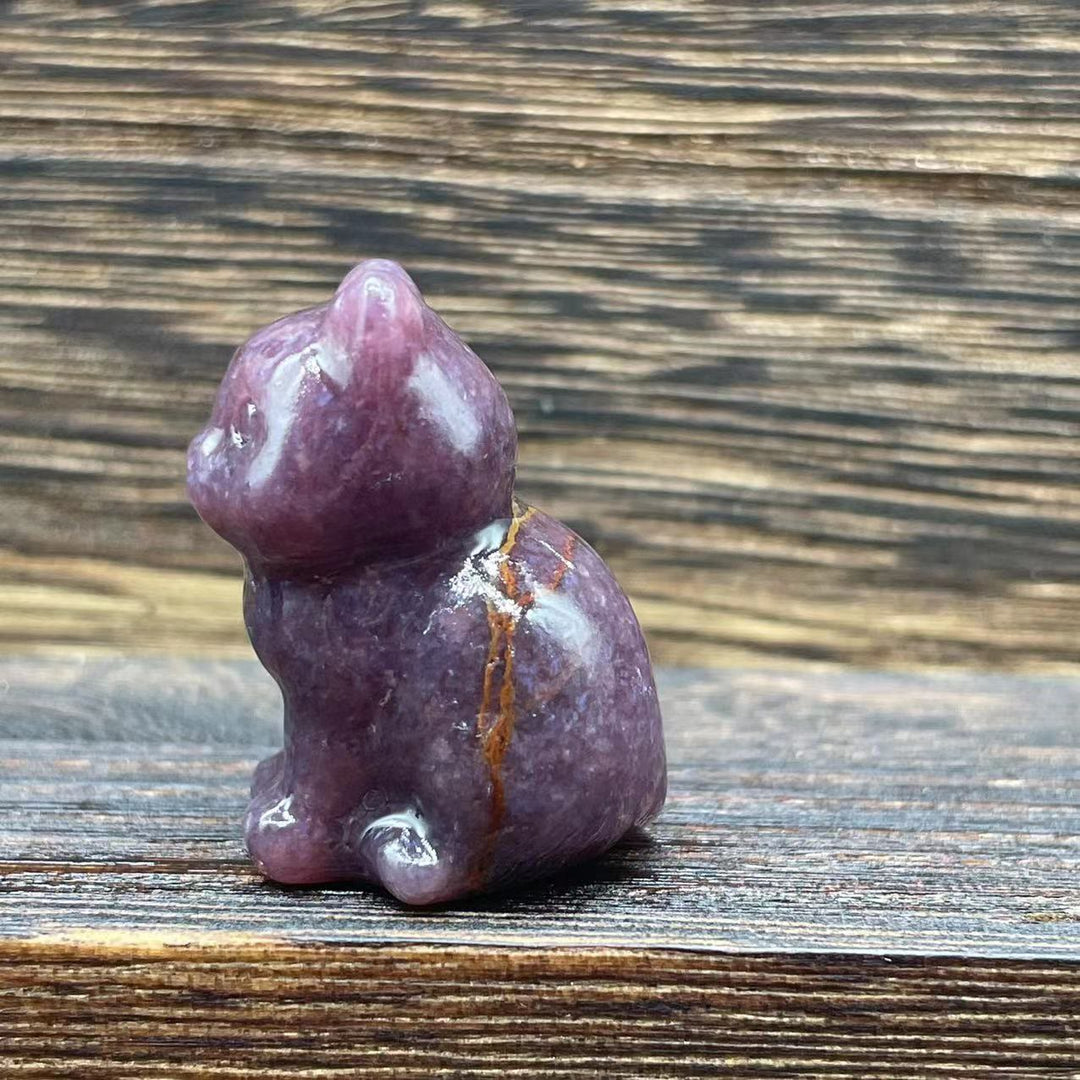 Décoration en pierre précieuse en forme de chaton mignon de 1,2 pouce en pierre naturelle Olivenorma 