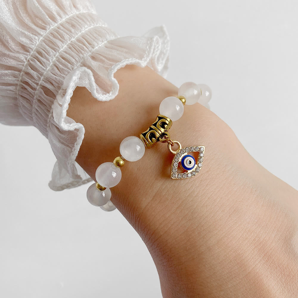 Bracelet pendentif mauvais œil en perles de pierre naturelle Olivenorma