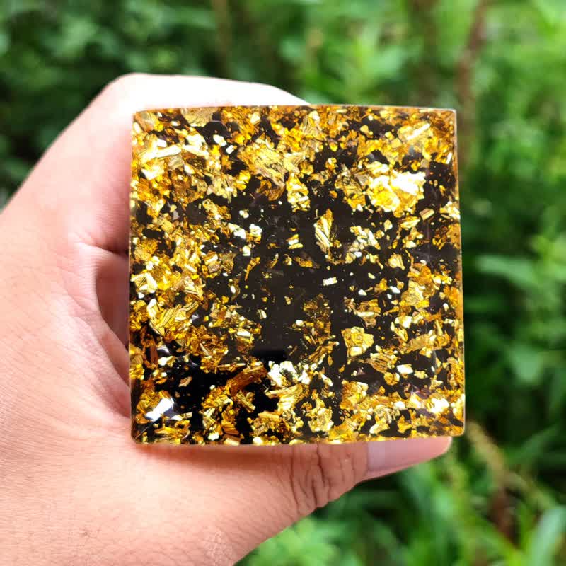 Sphère de cristal d'améthyste Olivenorma avec pyramide d'orgone en cristal naturel d'obsidienne 