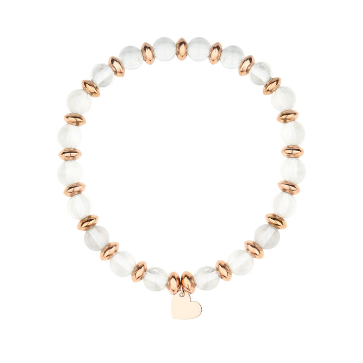 Bracelet pendentif en forme de cœur en métal et perles de cristal naturel Olivenorma