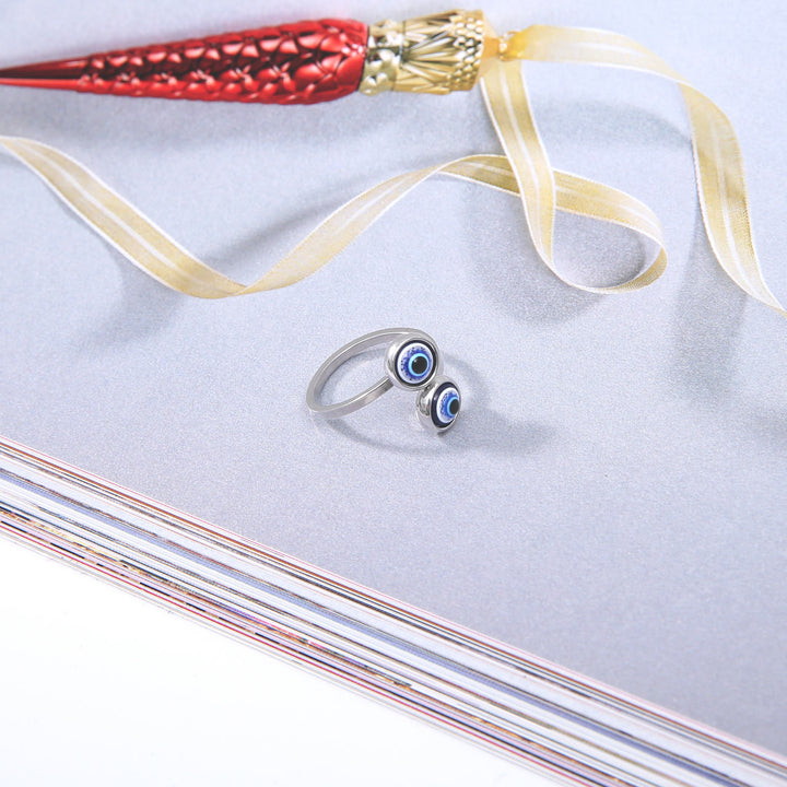 Bague Olivenorma en plaqué or avec zircon blanc et mauvais œil pour femme