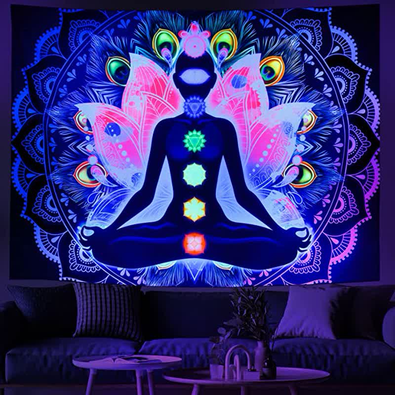 Tapisserie murale Chakra avec lotus