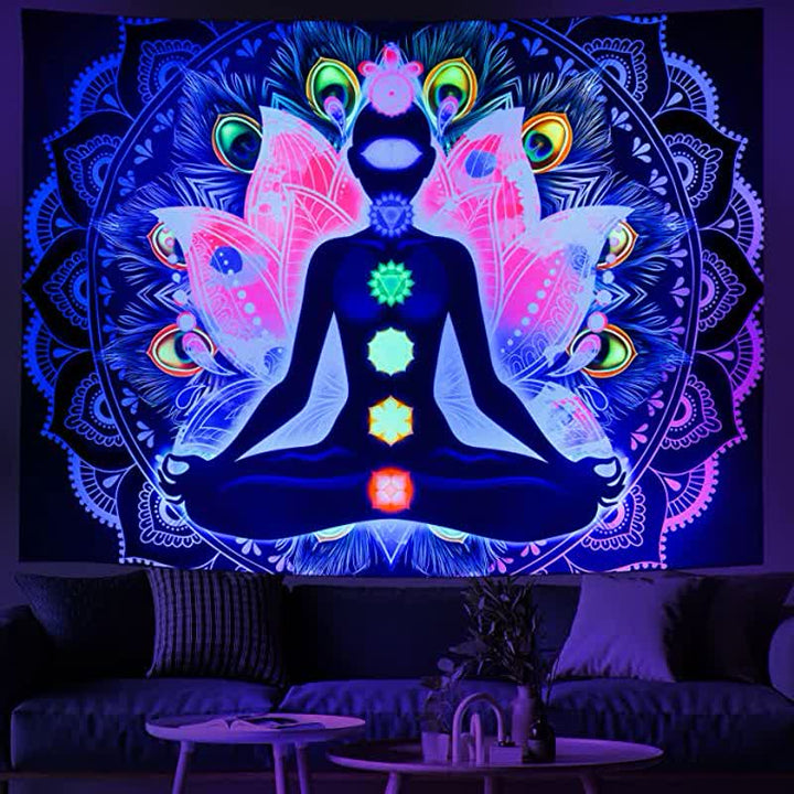 Tapisserie murale Chakra avec lotus