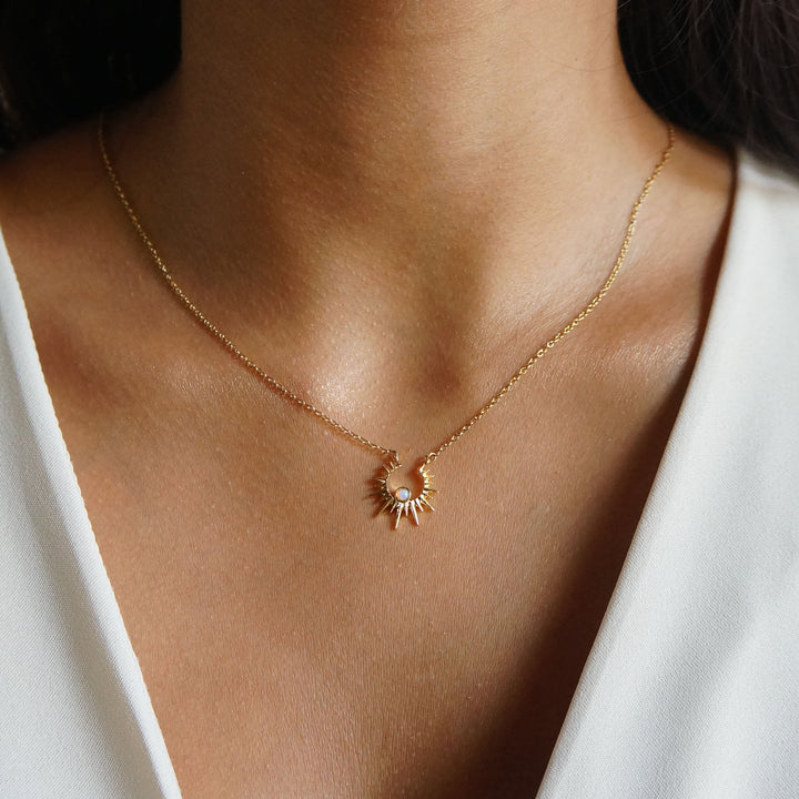 Collier de clavicule en opalite naturelle et rayon de soleil Olivenorma
