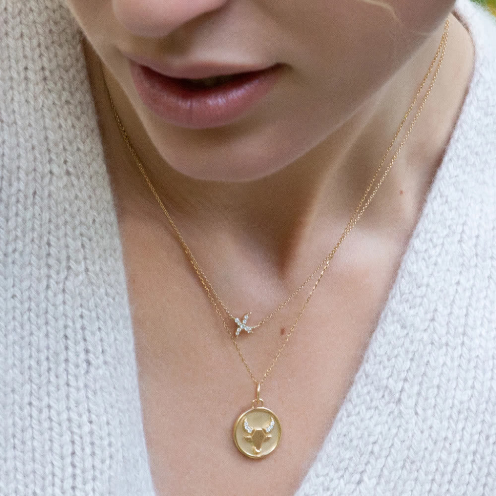 Collier vintage en acier inoxydable 18 carats avec zircon blanc Olivenorma 