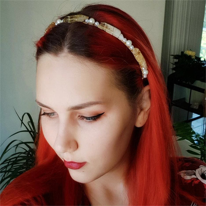 Couronne en cristal de perle et améthyste citrine Olivenorma 