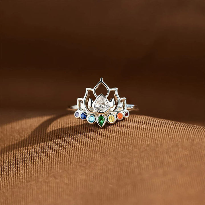 Bague de yoga arc-en-ciel avec lotus Olivenorma et 7 chakras