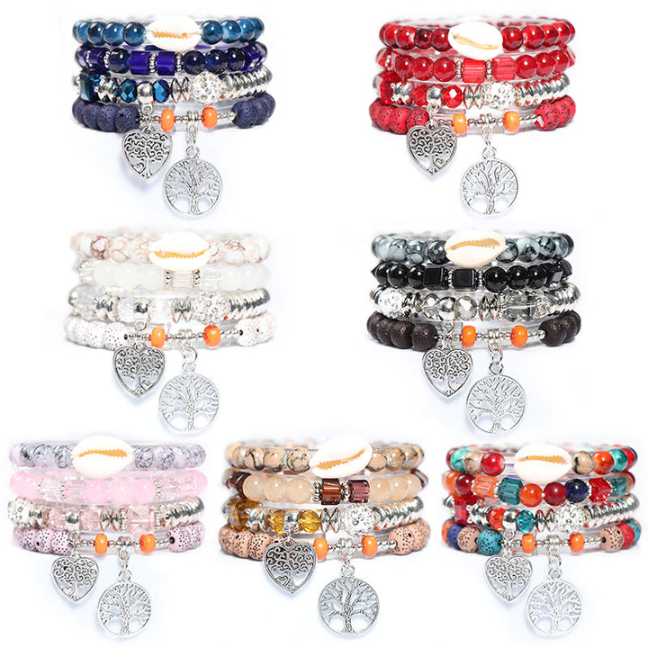 Ensemble de bracelets à perles avec pendentif en forme de cœur et arbre de vie Olivenorma