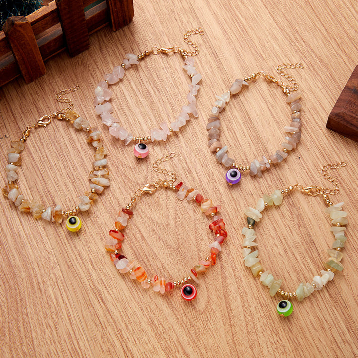 Bracelet pendentif mauvais œil en gravier de cristal naturel Olivenorma