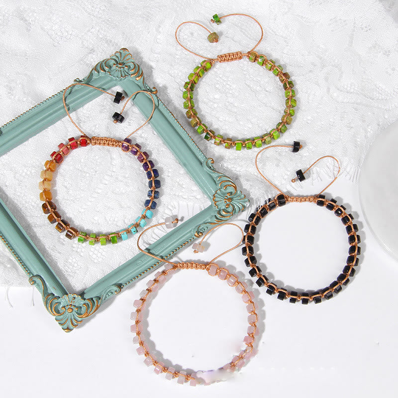 Bracelet tissé en perles de pierre naturelle Olivenorma