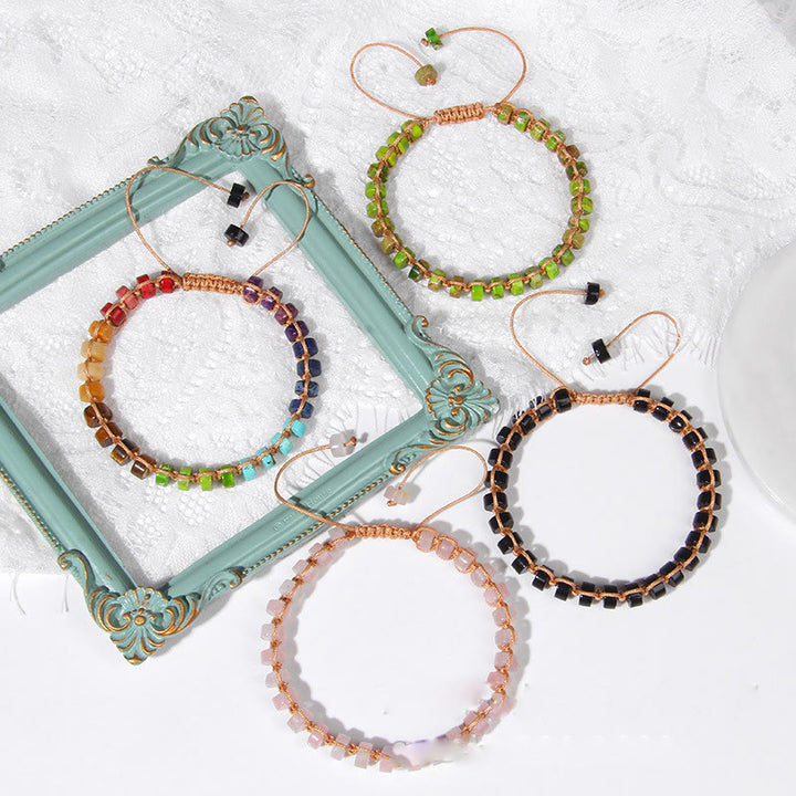 Bracelet tissé en perles de pierre naturelle Olivenorma