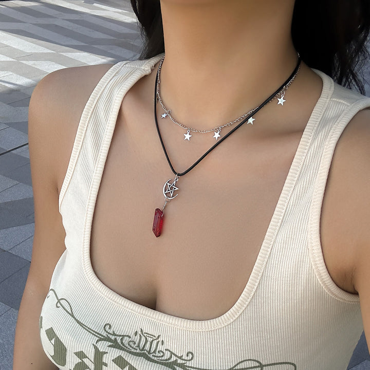 Ensemble de colliers avec pendentif en pierre naturelle Arbre de vie et mauvais œil Olivenorma 