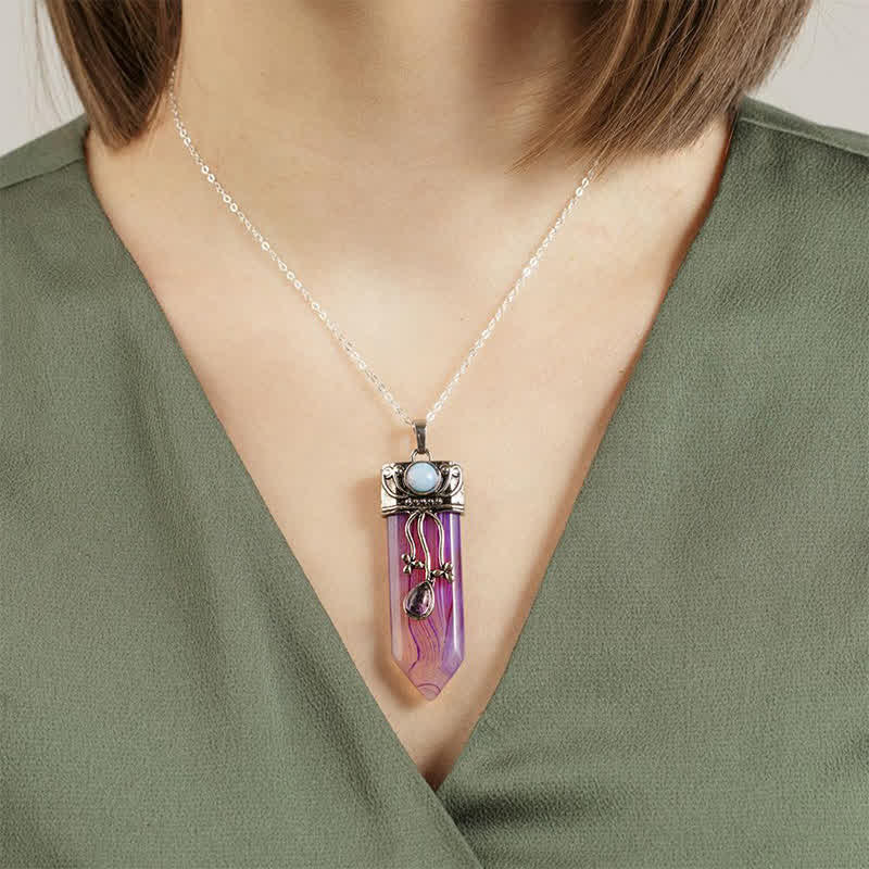 Collier en pierre naturelle de protection de la déesse Olivenorma 
