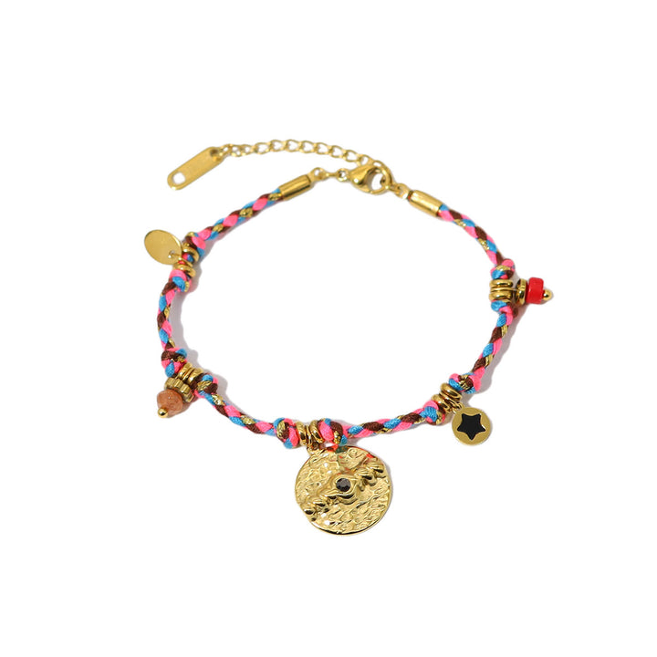 Bracelet tressé vintage en acier inoxydable 18 carats de style bohème Olivenorma