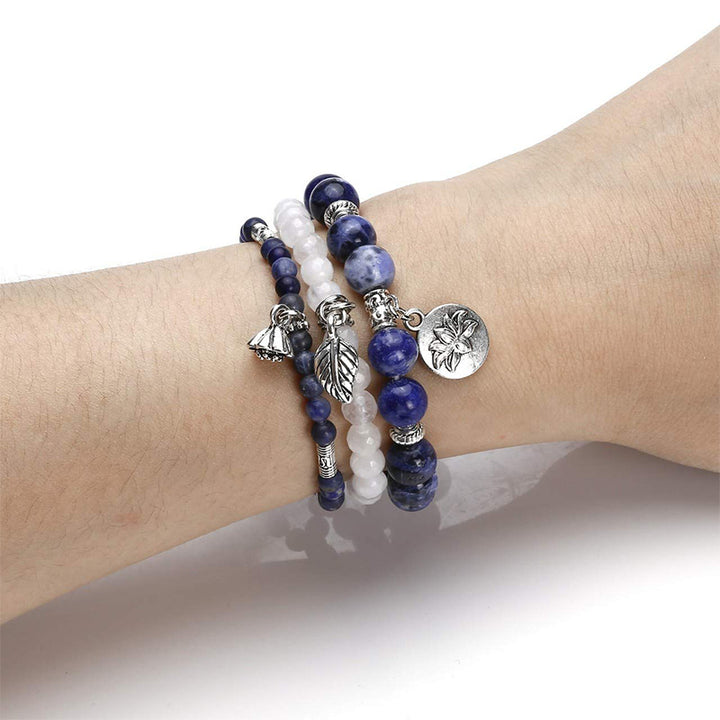 Bracelet 3 pièces en sodalite et lotus équilibre Olivenorma