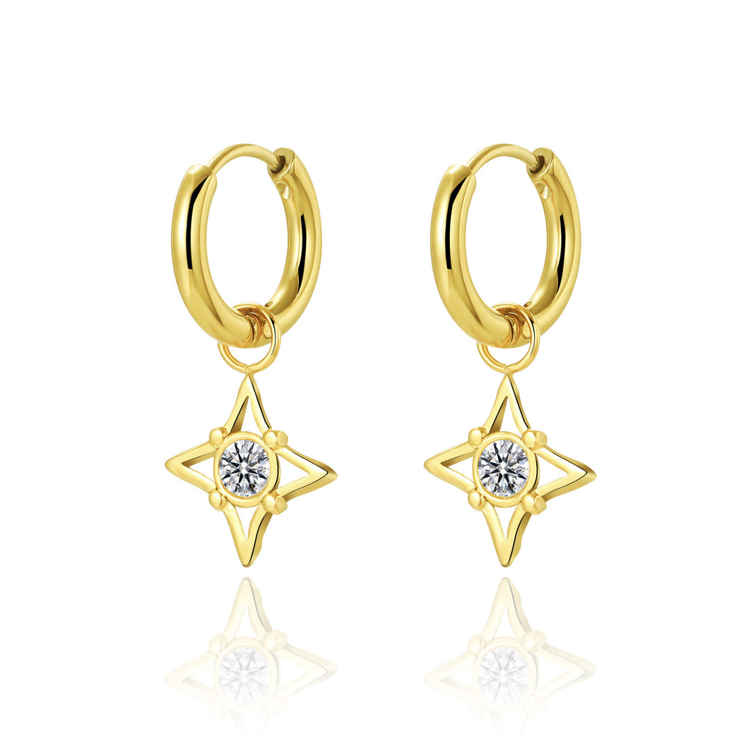 Boucles d'oreilles pendantes en turquoise blanche naturelle Olivenorma Soleil Lune Étoile - Zircon blanc - image 4