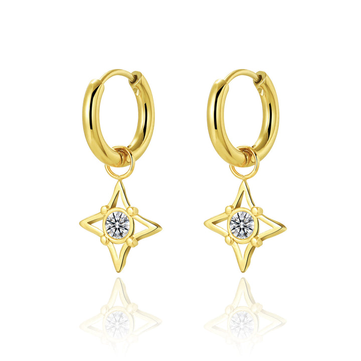 Boucles d'oreilles pendantes en turquoise blanche naturelle Olivenorma Soleil Lune Étoile - Zircon blanc - image 4