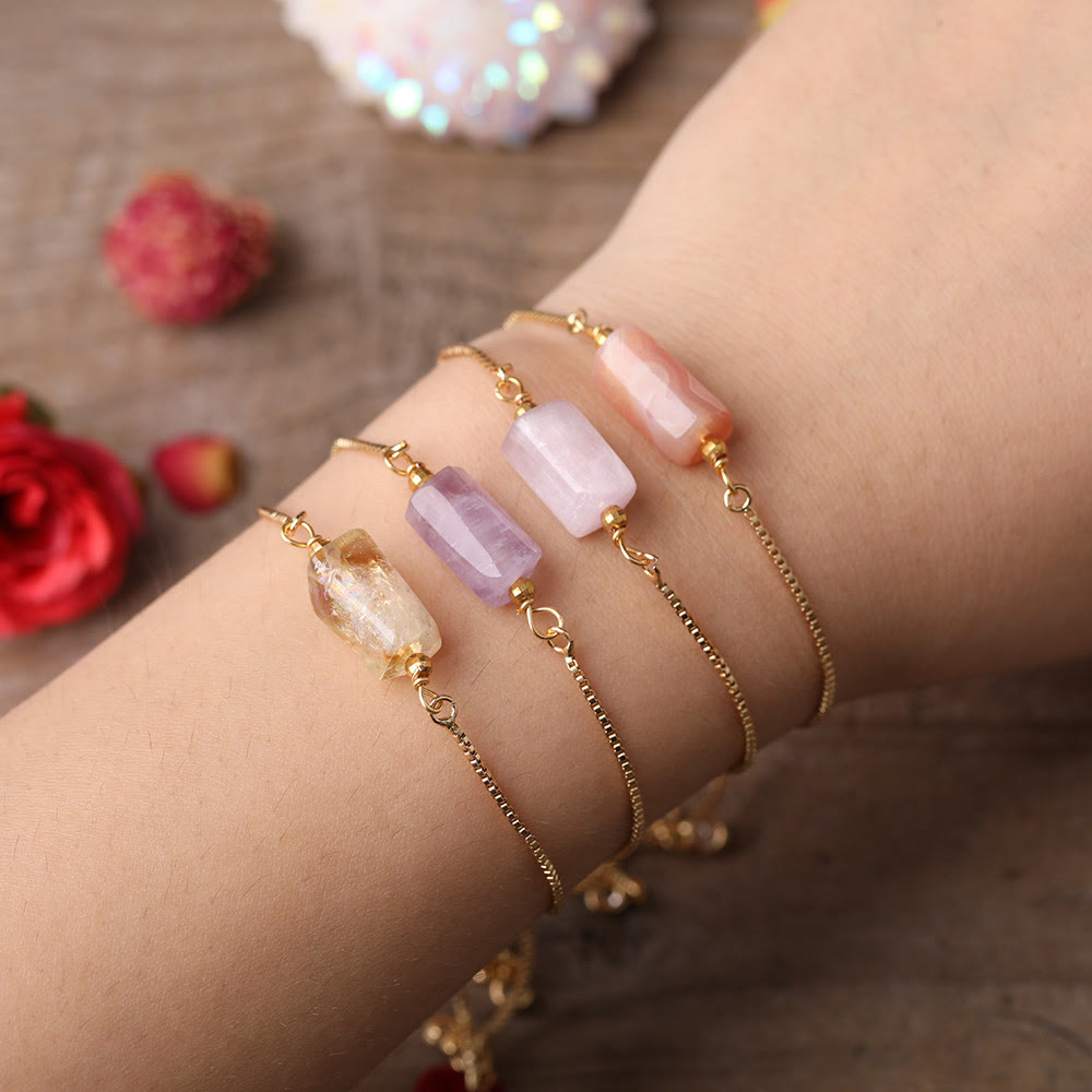 Bracelet chaîne en métal avec pierres prismatiques en cristal naturel Olivenorma