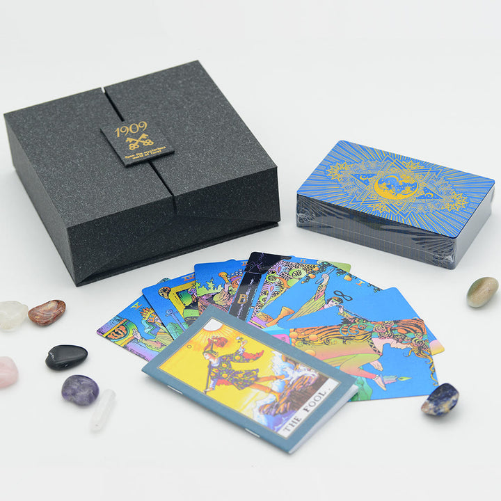 Jeu de cartes de tarot avec nappe en cristal de feuille Olivenorma