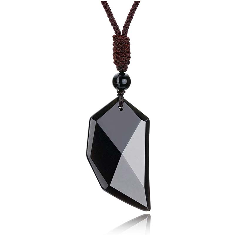 Collier en forme de cœur en quartz clair et obsidienne Olivenorma